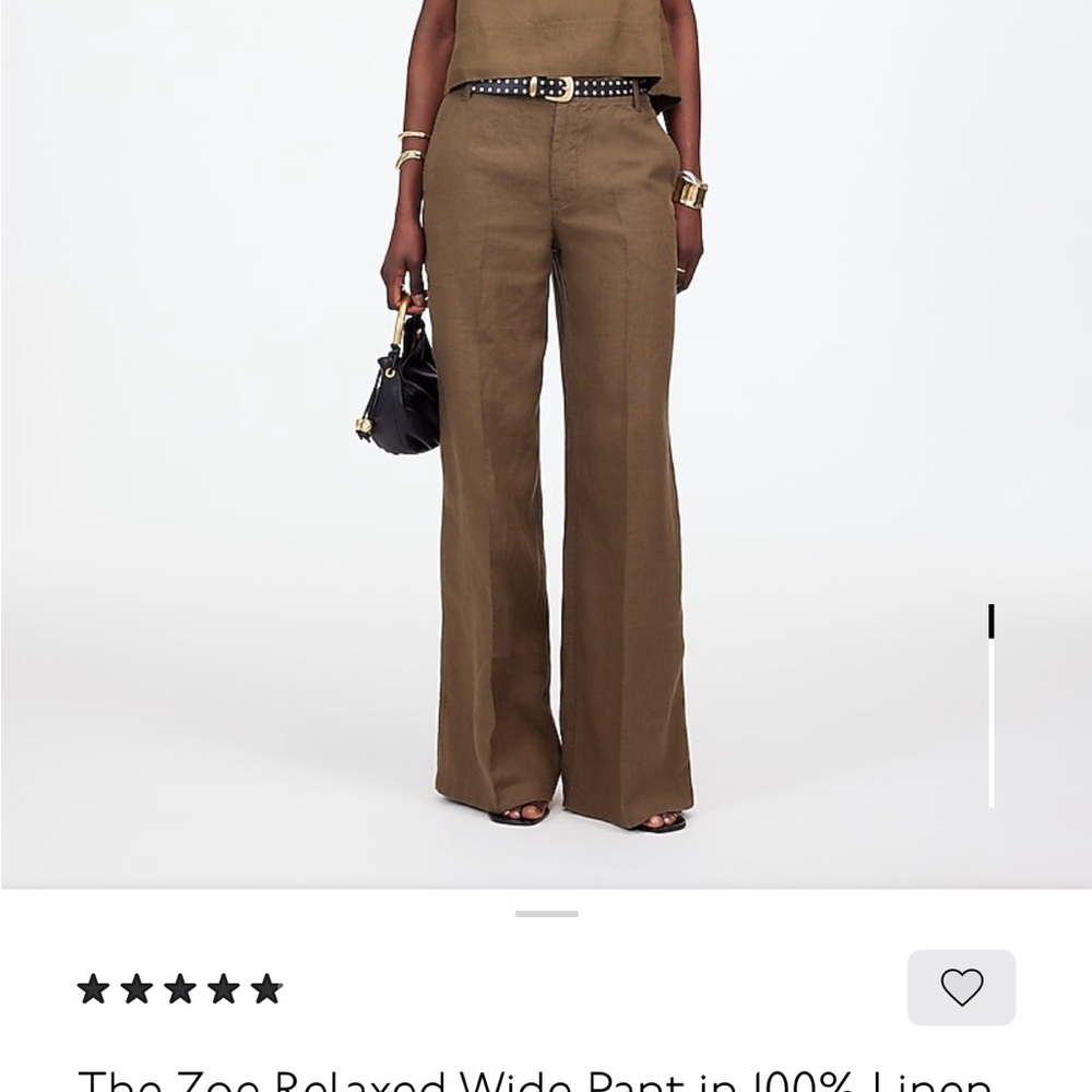 Madewell Olive Wide-Leg Linen Pants